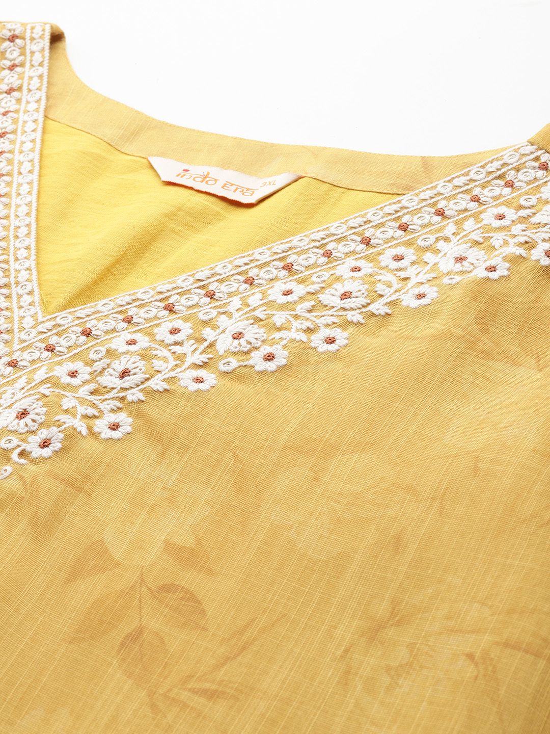 Plus Size Floral Print Regular Thread Work Kurta with Palazzos & Dupatta