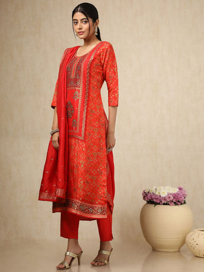 Dhiyona SO Women's Women Mirror Work Kurta with Trousers & With Dupatta