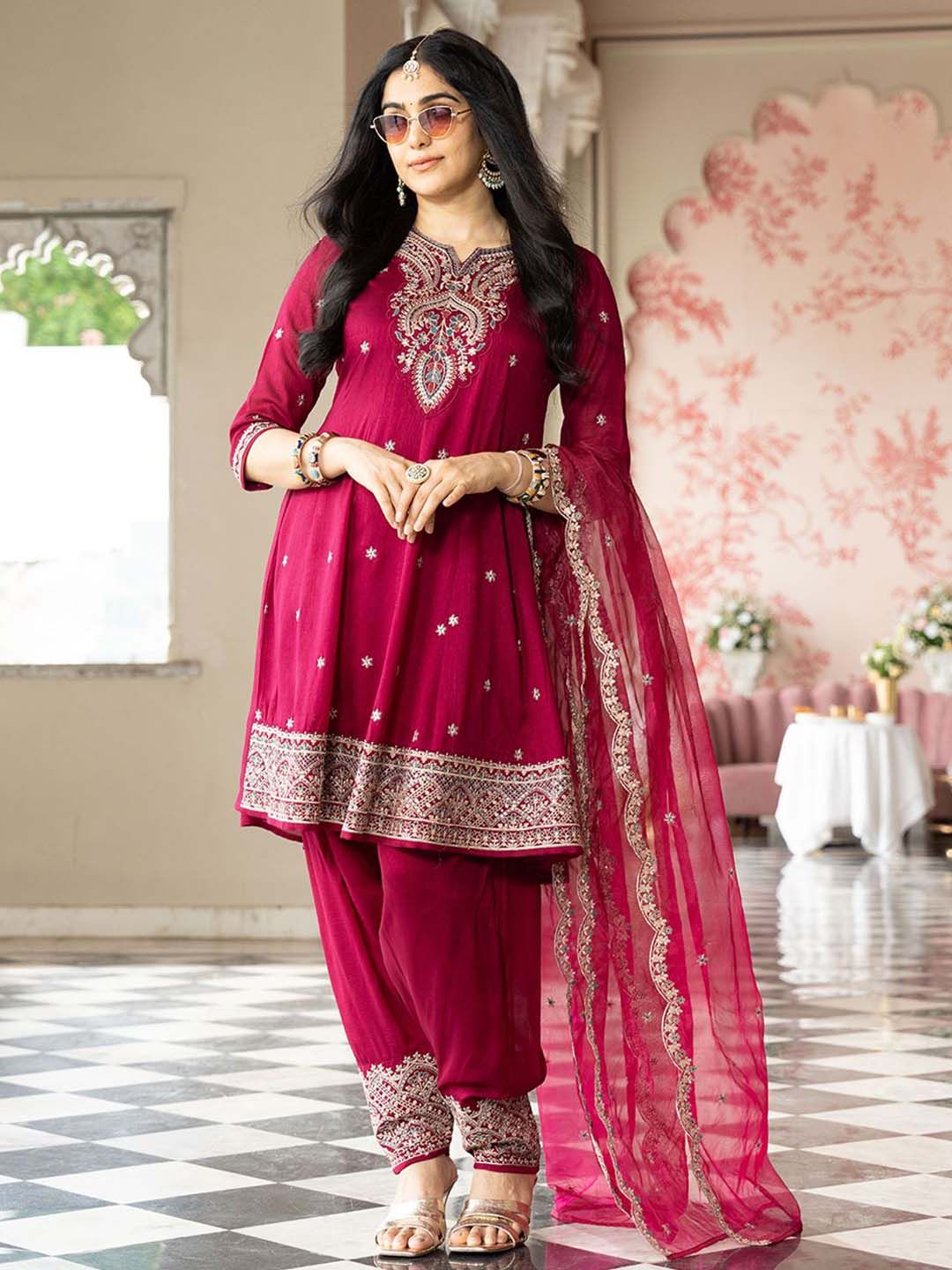 Dhiyona CH Embroidered A-line Kurta with Salwar