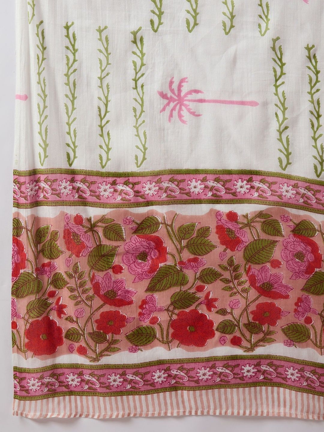 Women Floral Printed Regular Thread Work Pure Cotton Kurta with Salwar & With Dupatta