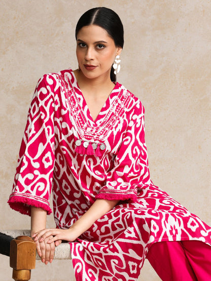 Dhiyona VA Women's Floral Printed Regular Pure Cotton Kurta with Trousers