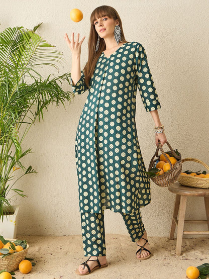 Dhiyona IE Printed Pure Cotton Tunic With Trousers
