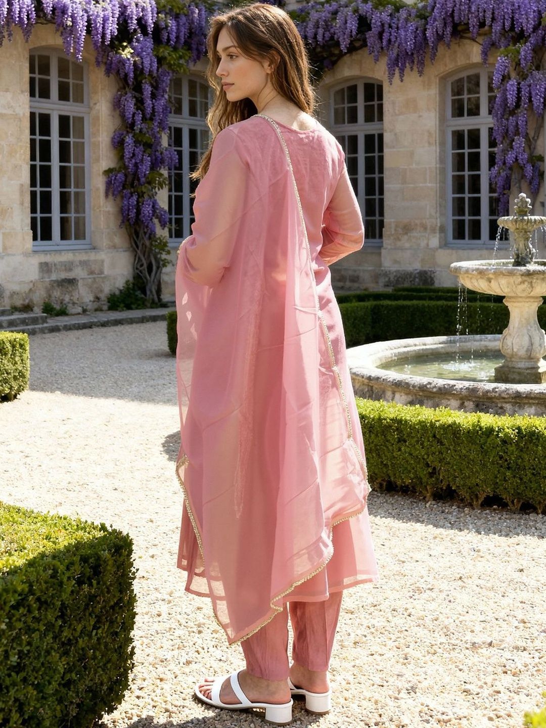 Women Ethnic Motifs Embroidered Regular Kurta with Trousers & With Dupatta