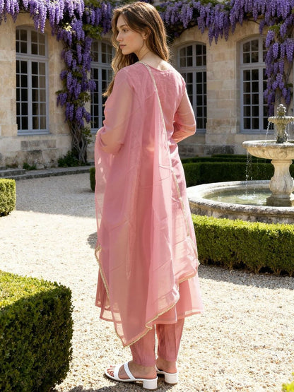 Women Ethnic Motifs Embroidered Regular Kurta with Trousers & With Dupatta