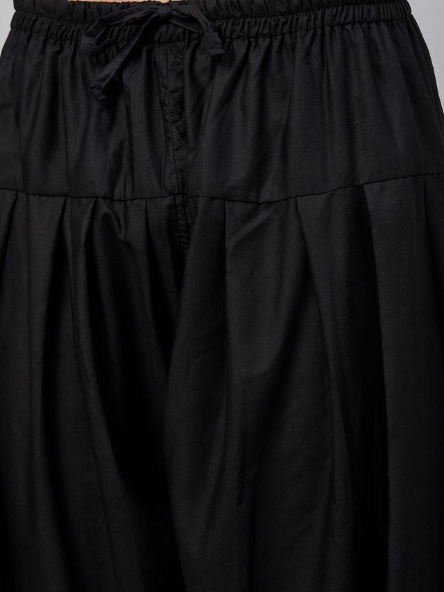 Men's Black Cotton Linen Pathani Pathani Kurta Set