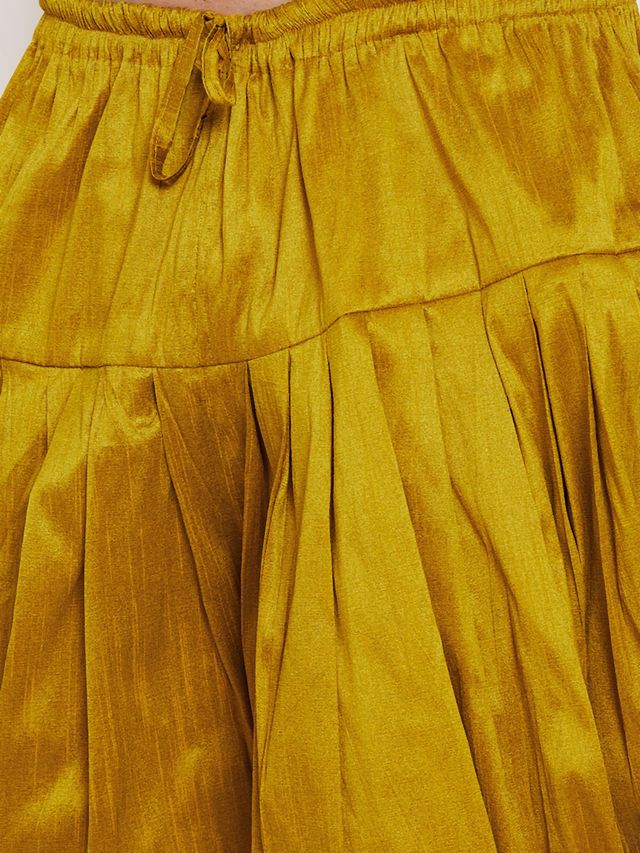 Men's Mustard Silk Blend Regular Dhoti
