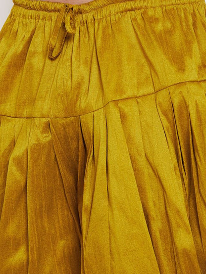 Men's Mustard Silk Blend Regular Dhoti