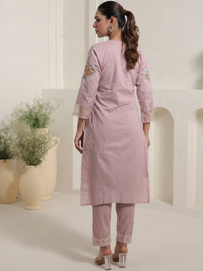 Women Floral Embroidered Sequinned Pure Cotton Kurta with Trousers & Dupatta