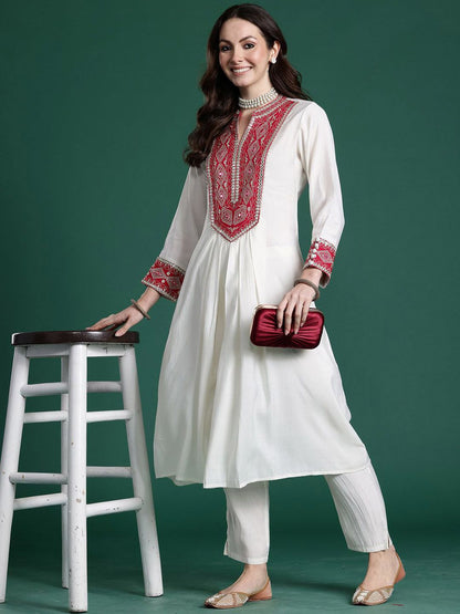 Dhiyona IE Embroidered Top With Trousers Co-Ords