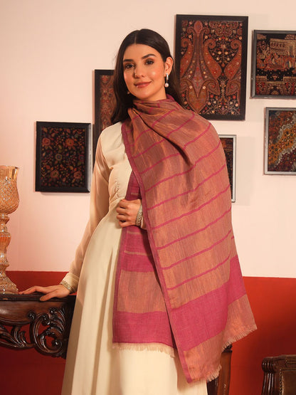 Dhiyona PA Striped Woven Design Woolen Reversible Shawl