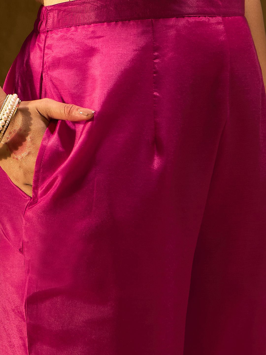 Floral Embroidered Notched Neck Pleated A-Line Kurta With Trousers & Dupatta