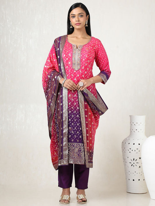 Dhiyona SO Women's Women Beads and Stones Kurta with Trousers & With Dupatta