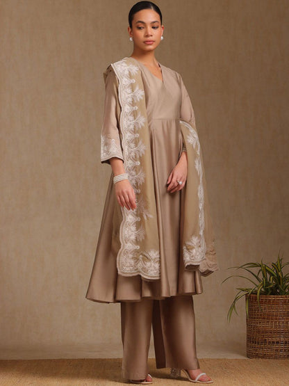 Dhiyona SO Women's Women Regular Thread Work Kurta with Palazzos & With Dupatta