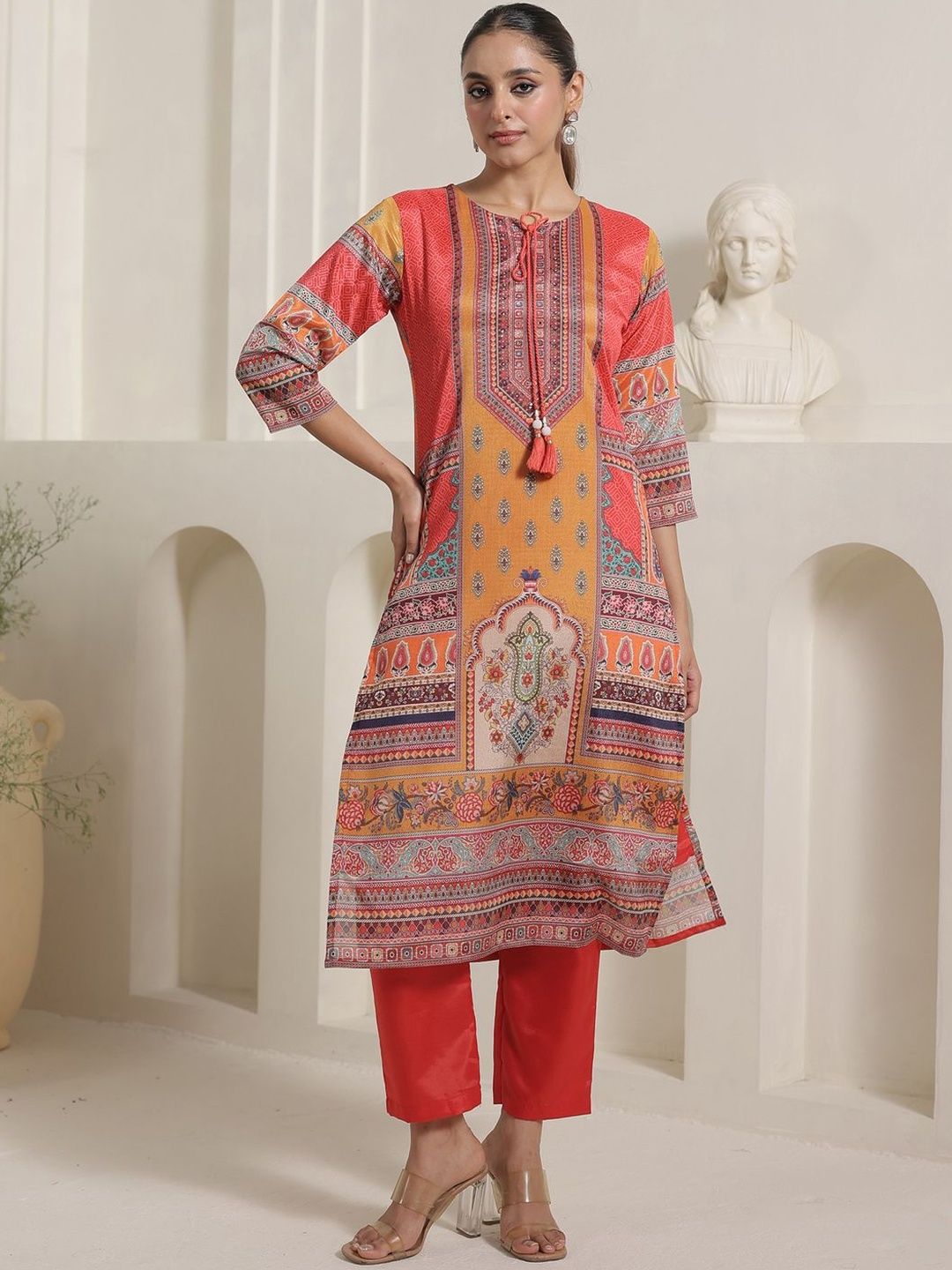 Women Ethnic Motifs Printed Regular Kurta With Trousers & Dupatta