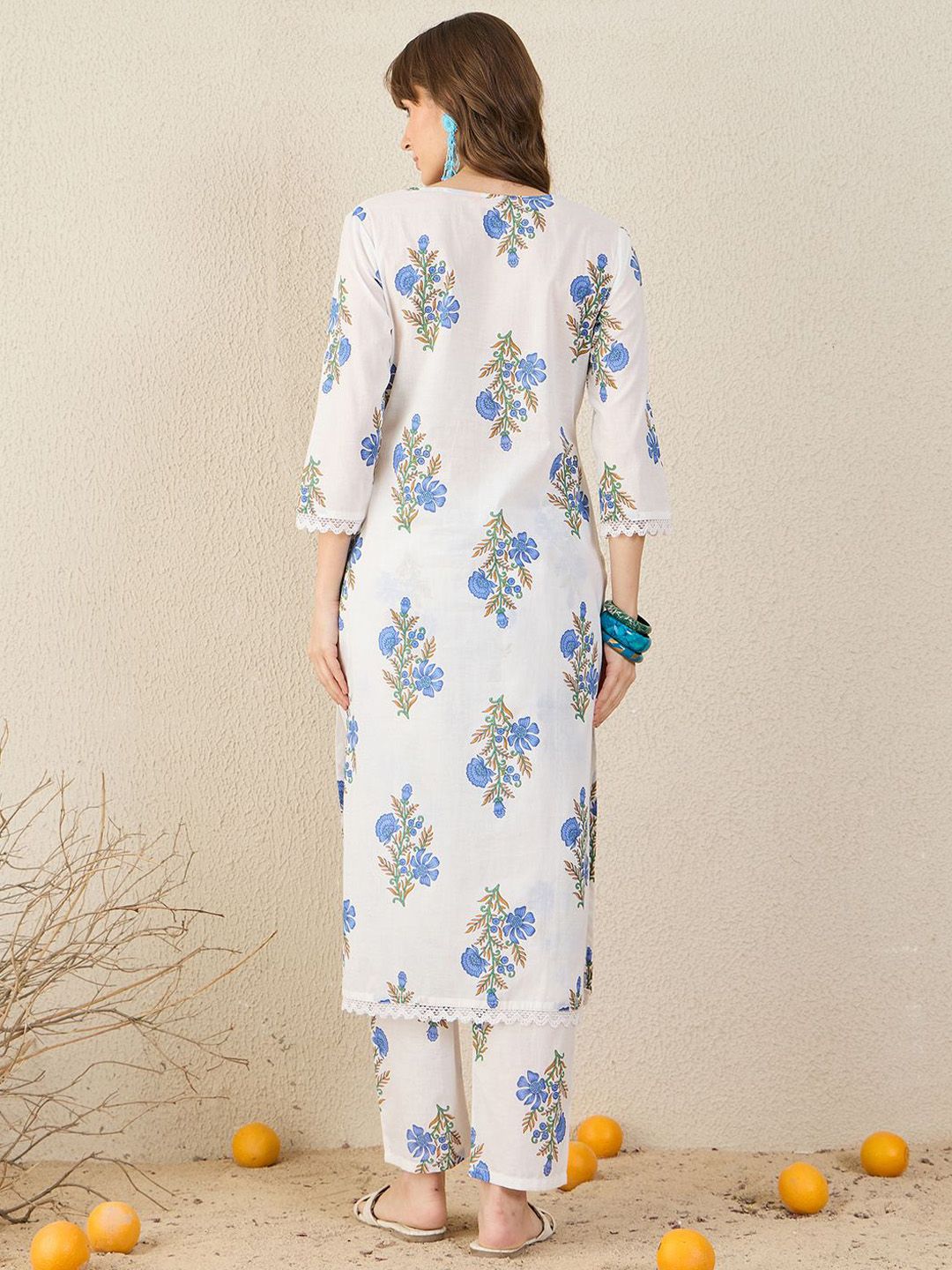 Dhiyona IE Floral Printed Pure Cotton Tunic With Trouser