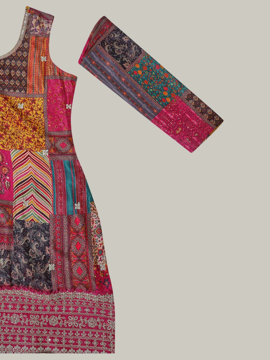 Dhiyona SO Women's Ethnic Motifs Printed Zardozi Straight Kurta & Sharara With Dupatta