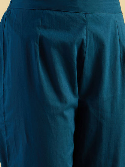 Dhiyona IE Ethnic Motifs Printed Pure Cotton Straight Kurta With Trousers & Dupatta