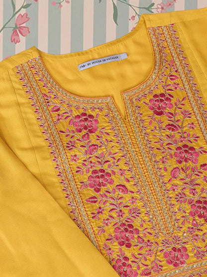 Dhiyona OD  Floral Embroidered A Line Kurta with Trousers & With Dupatta