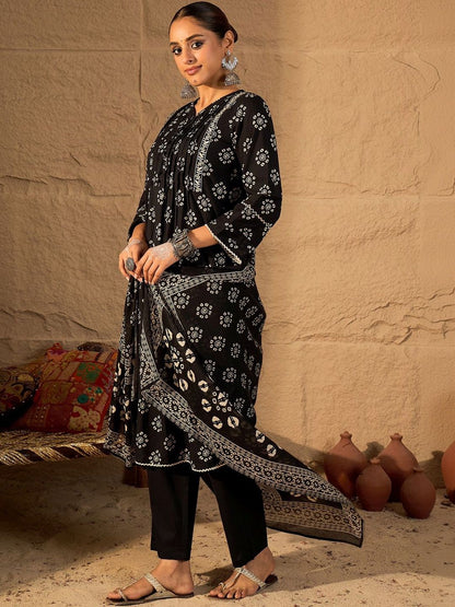 Women Ethnic Motifs Printed Regular Pure Cotton Kurta with Trousers & With Dupatta