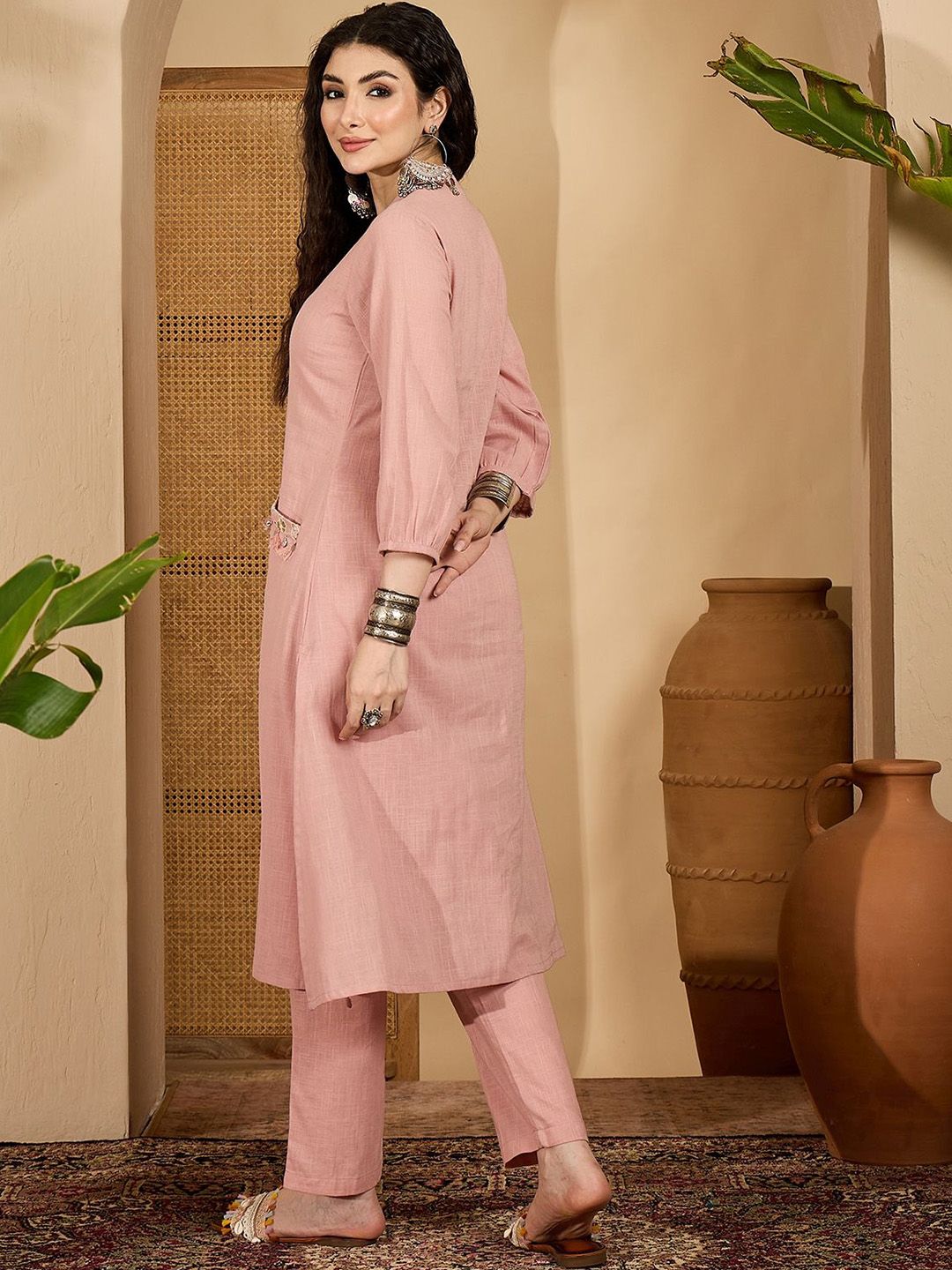 Dhiyona SN Women's Embroidered A-Line Kurta With Trousers