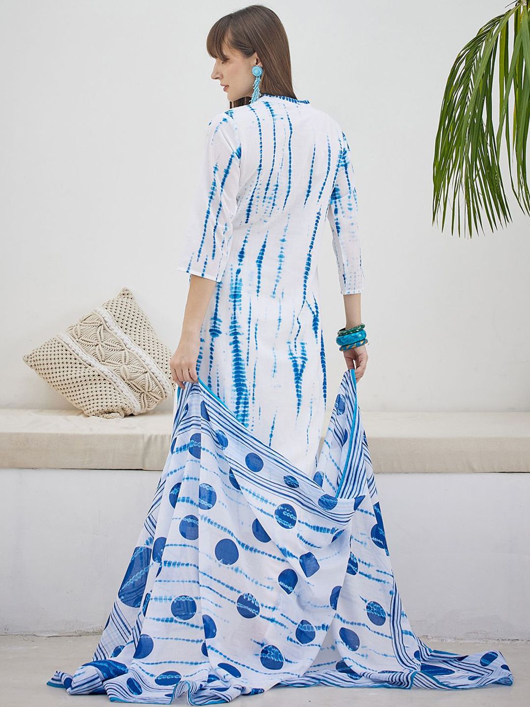 Tie And Dye Screen Technique Pure Cotton Kurta With Trousers & Dupatta