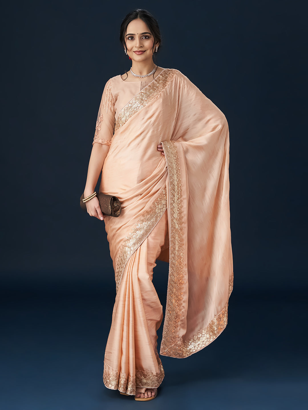 Dhiyona KS Women's Embellished Satin Sarees