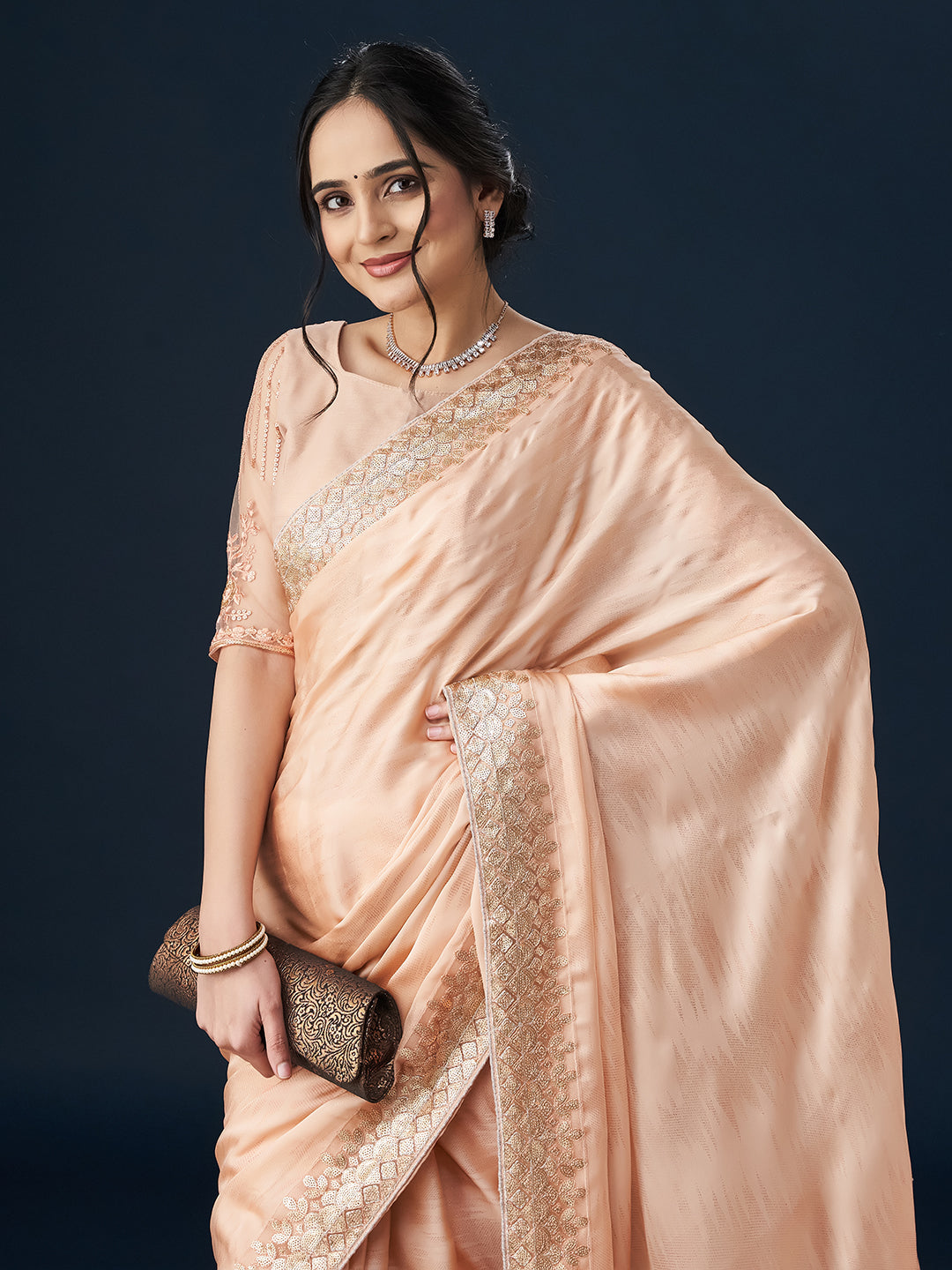 Dhiyona KS Women's Embellished Satin Sarees