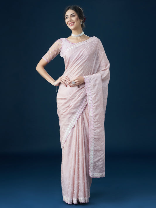 Dhiyona KS Women's Embellished Sequinned With Printed Saree