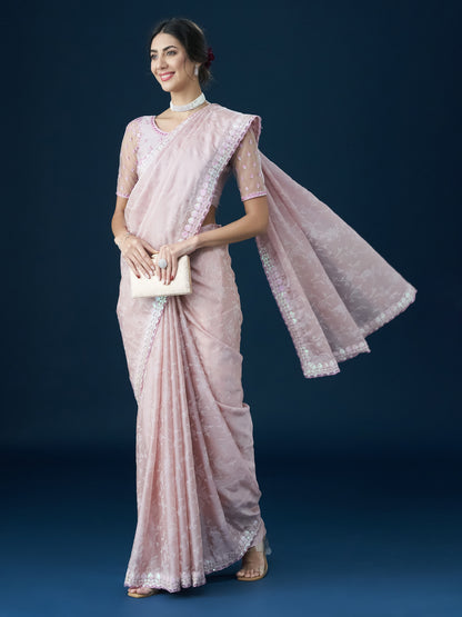 Dhiyona KS Women's Embellished Sequinned With Printed Saree