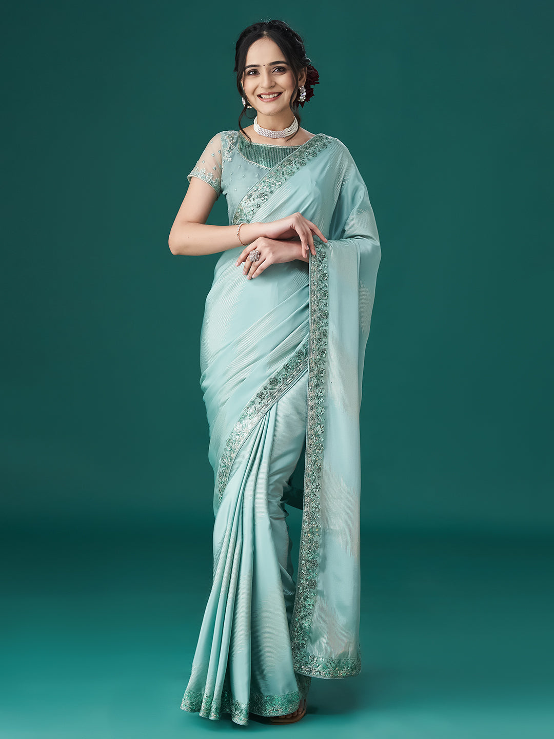 Dhiyona KS Women's Embellished Sequinned Saree