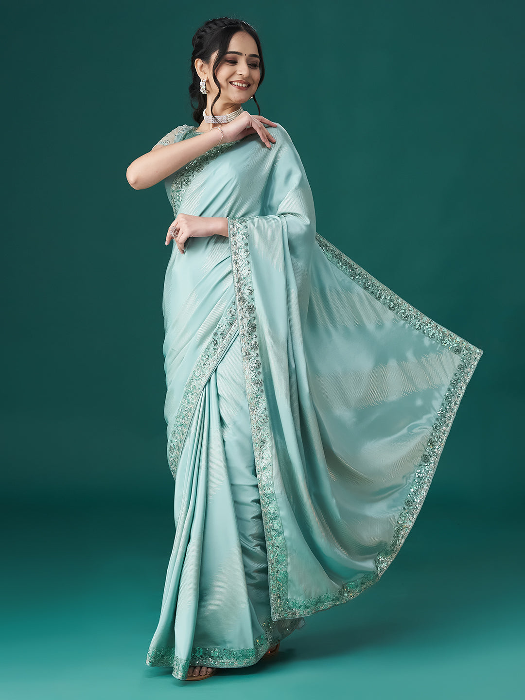 Dhiyona KS Women's Embellished Sequinned Saree