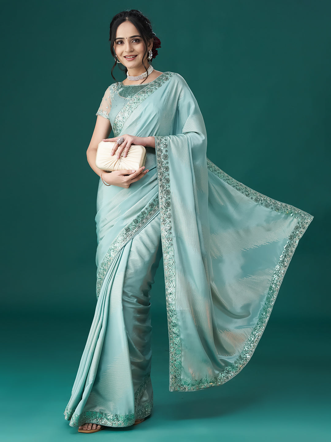 Dhiyona KS Women's Embellished Sequinned Saree