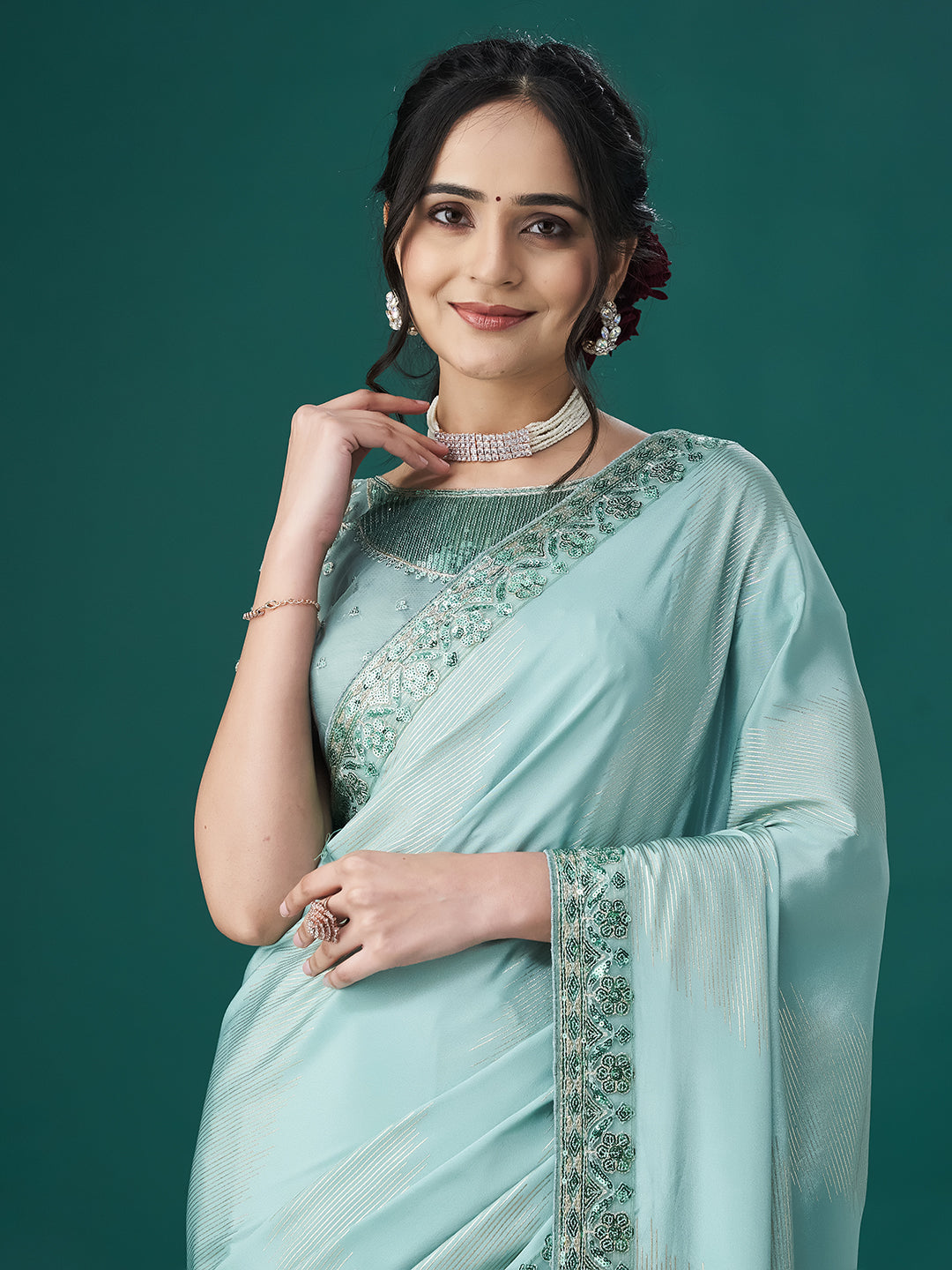 Dhiyona KS Women's Embellished Sequinned Saree