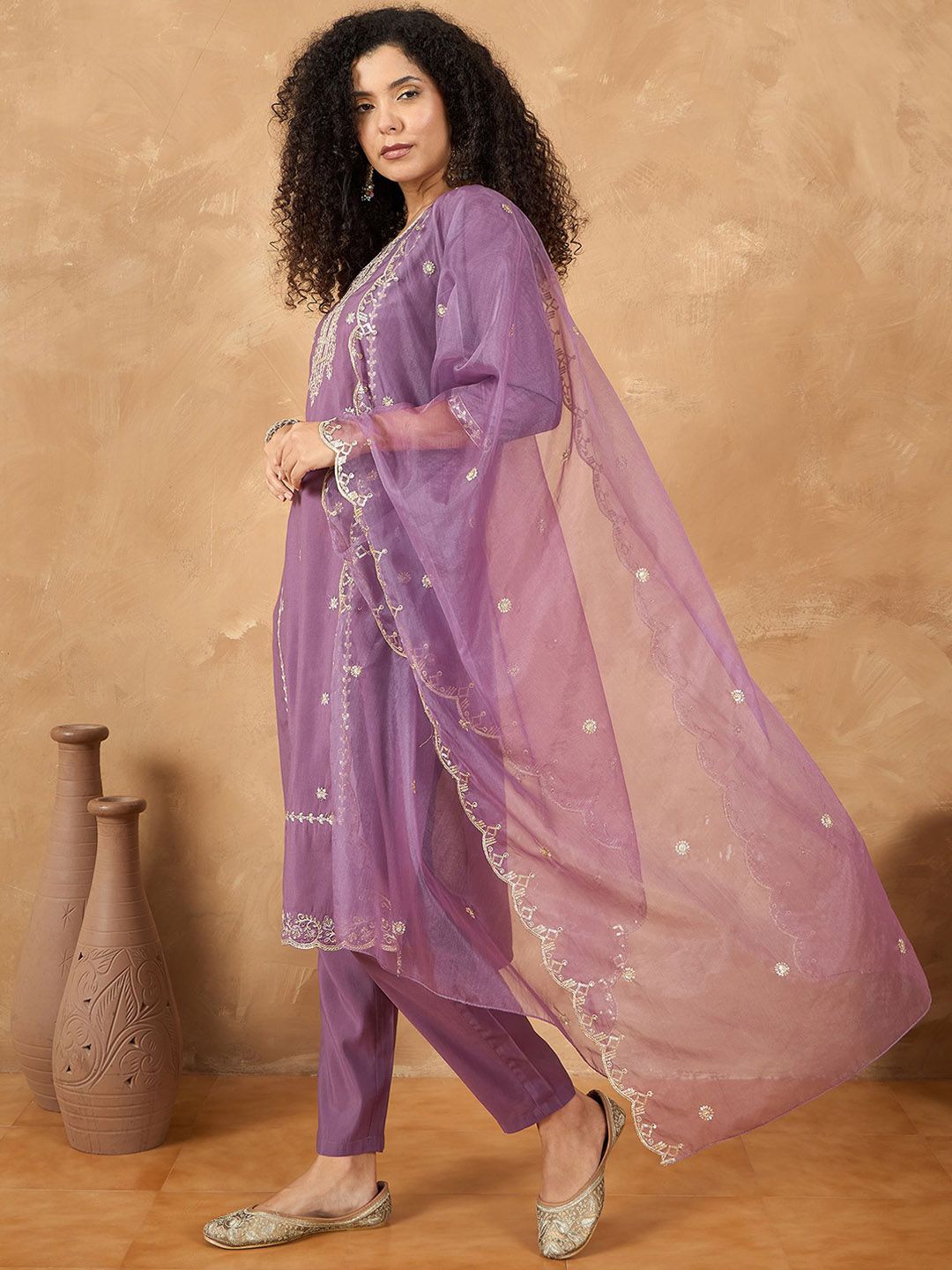 Dhiyona VA Women's Ethnic Motifs Embroidered Kurta with Pyjama & Dupatta