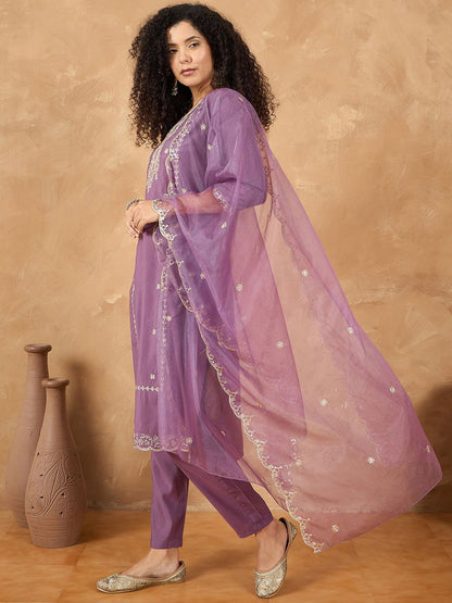 Dhiyona VA Women's Ethnic Motifs Embroidered Kurta with Pyjama & Dupatta