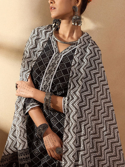 Women Printed Regular Pure Cotton Kurta with Salwar & With Dupatta