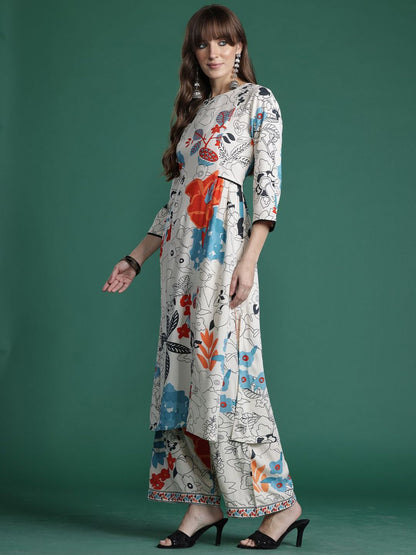 Dhiyona IE Printed Straight Tunic & Trousers Co-Ord Set