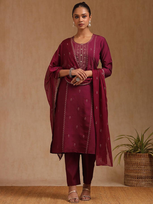Dhiyona SO Women's Women Sequinned Kurta with Trousers & Dupatta