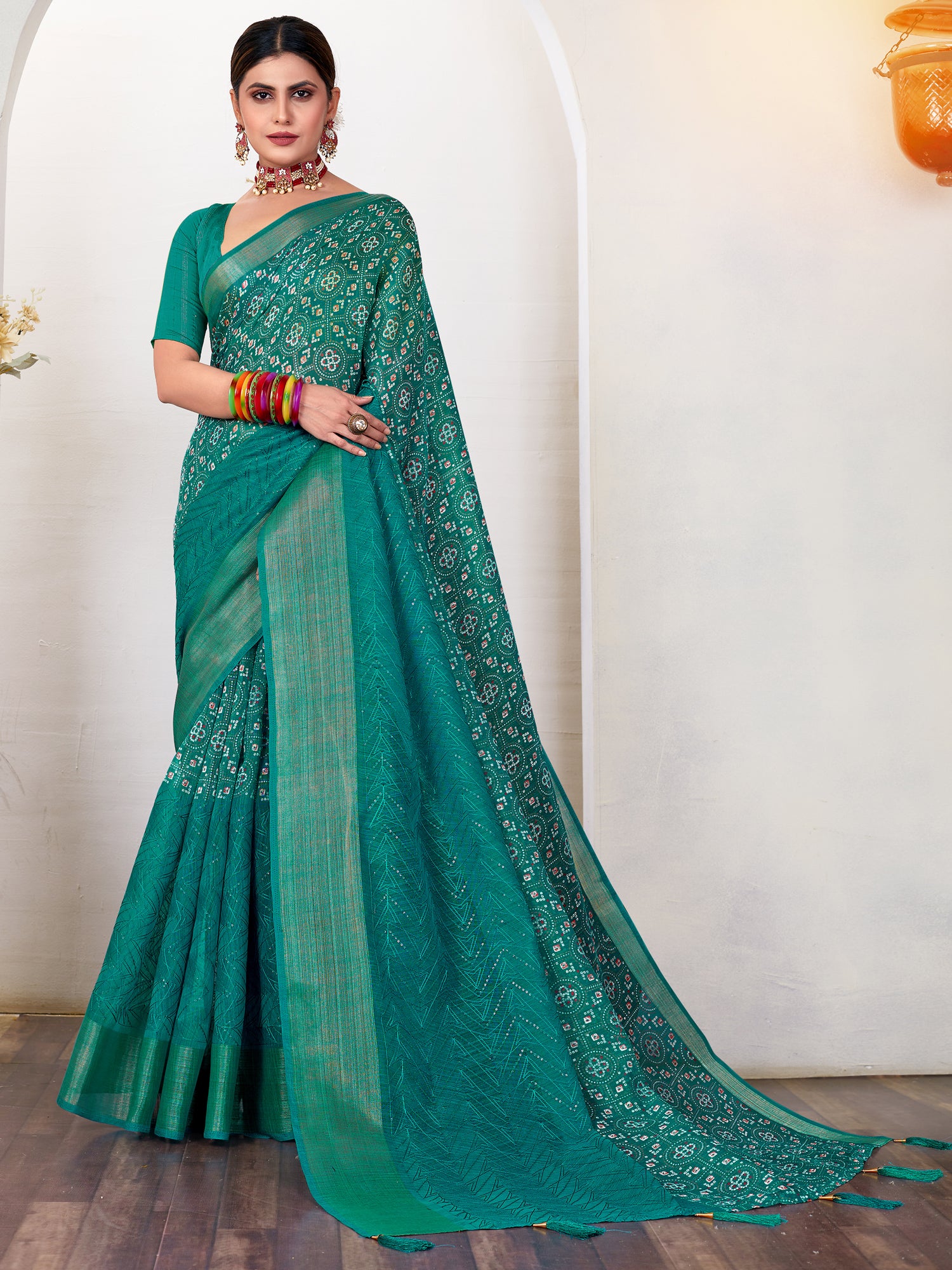 Women's Soft Silk Blue Embroidered Designer Saree With Blouse Piece
