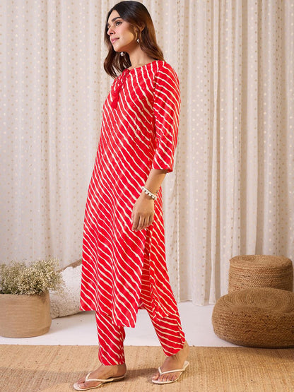 Dhiyona IE Printed Tie-Up Neck Tunic With Trouser