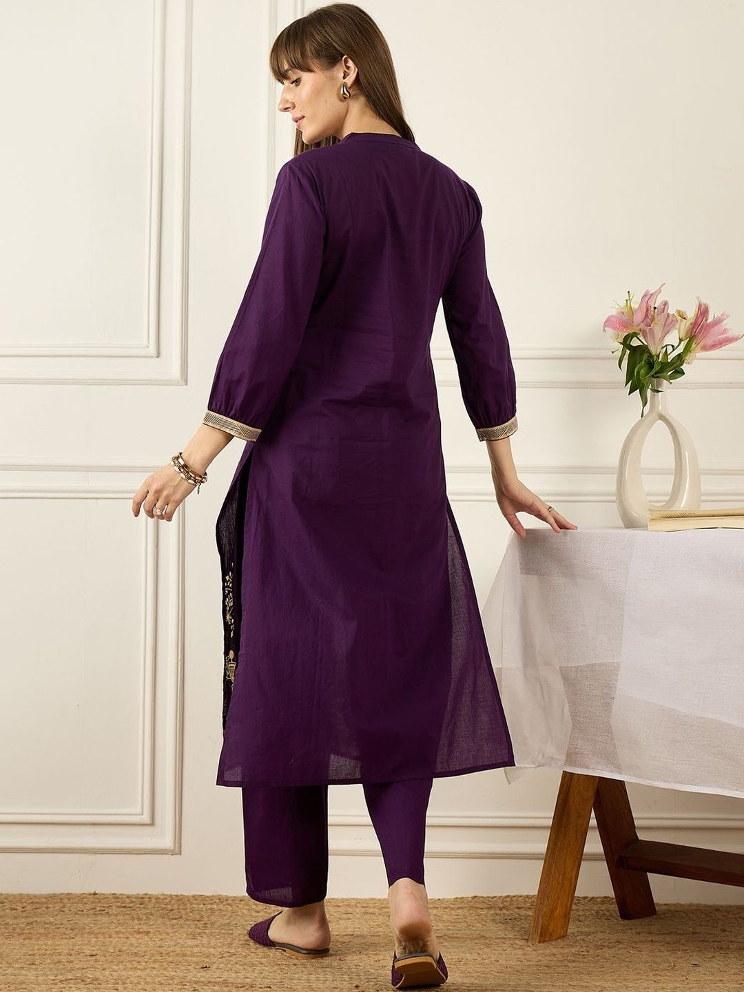 Women Ethnic Motifs Printed Regular Pure Cotton Kurta with Trousers