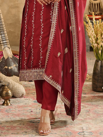 Women Ethnic Motifs Embroidered Sequinned Kurta with Trousers & Dupatta