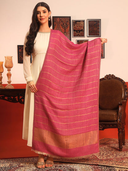 Dhiyona PA Striped Woven Design Woolen Reversible Shawl