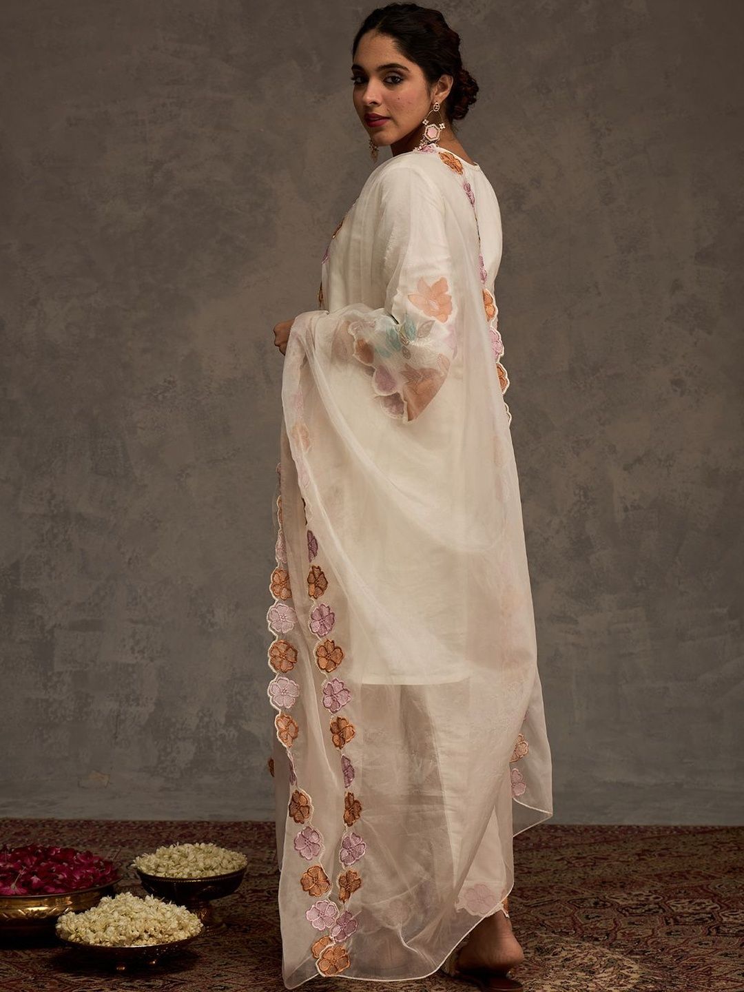Women Floral Embroidered Kurta with Trousers & Dupatta
