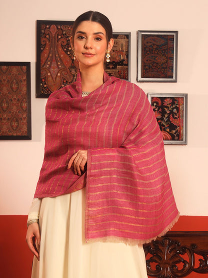 Dhiyona PA Striped Woven Design Mirage Fine Woollen Reversible Shawl