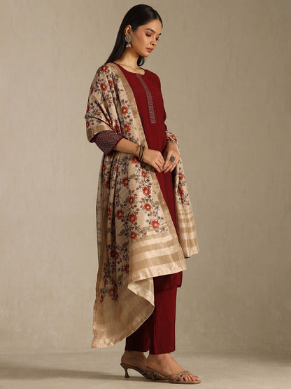 Dhiyona SO Women's Women Woven Design Regular A-Line Kurta with Trousers & Dupatta