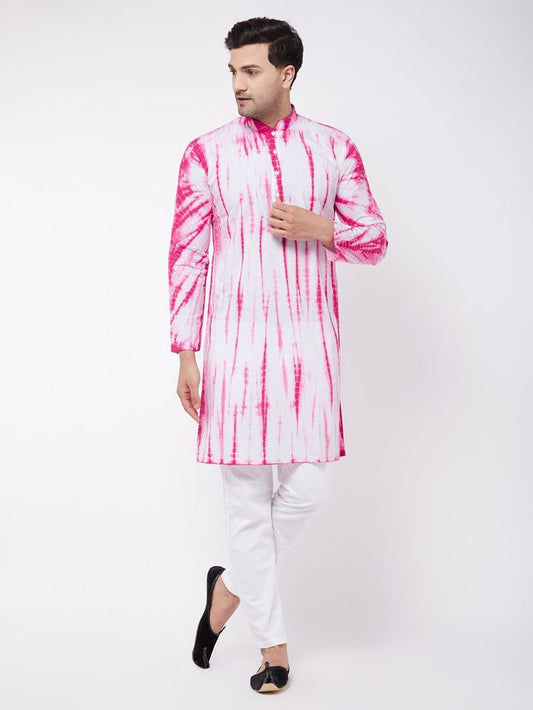 Men's Pink Pure Cotton Straight Kurta Pyjama Set