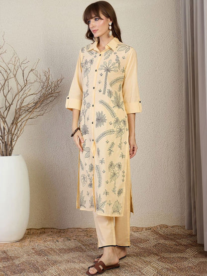 Women Ethnic Motifs Embroidered Regular Thread Work Pure Cotton Kurta with Trousers
