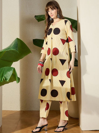 Women Printed Regular Pure Cotton Kurta with Trousers