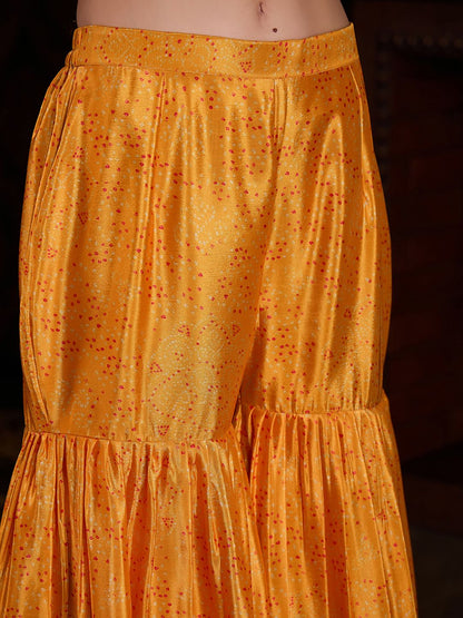 Dhiyona CH Women Ethnic Motifs Printed Regular Thread Work Kurta with Sharara & With Dupatta